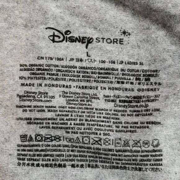 Disney Store Mickey Minnie Tee Women's L Glitter Heart Graphic Gray Shirt - Picture 4 of 6